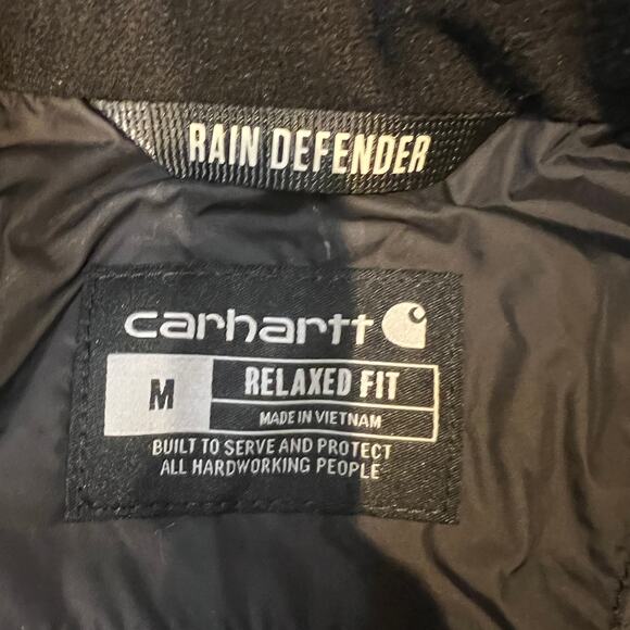 CARHARTT Men's Rain Defender Gilliam Jacket Size M In Black - Picture 8 of 11